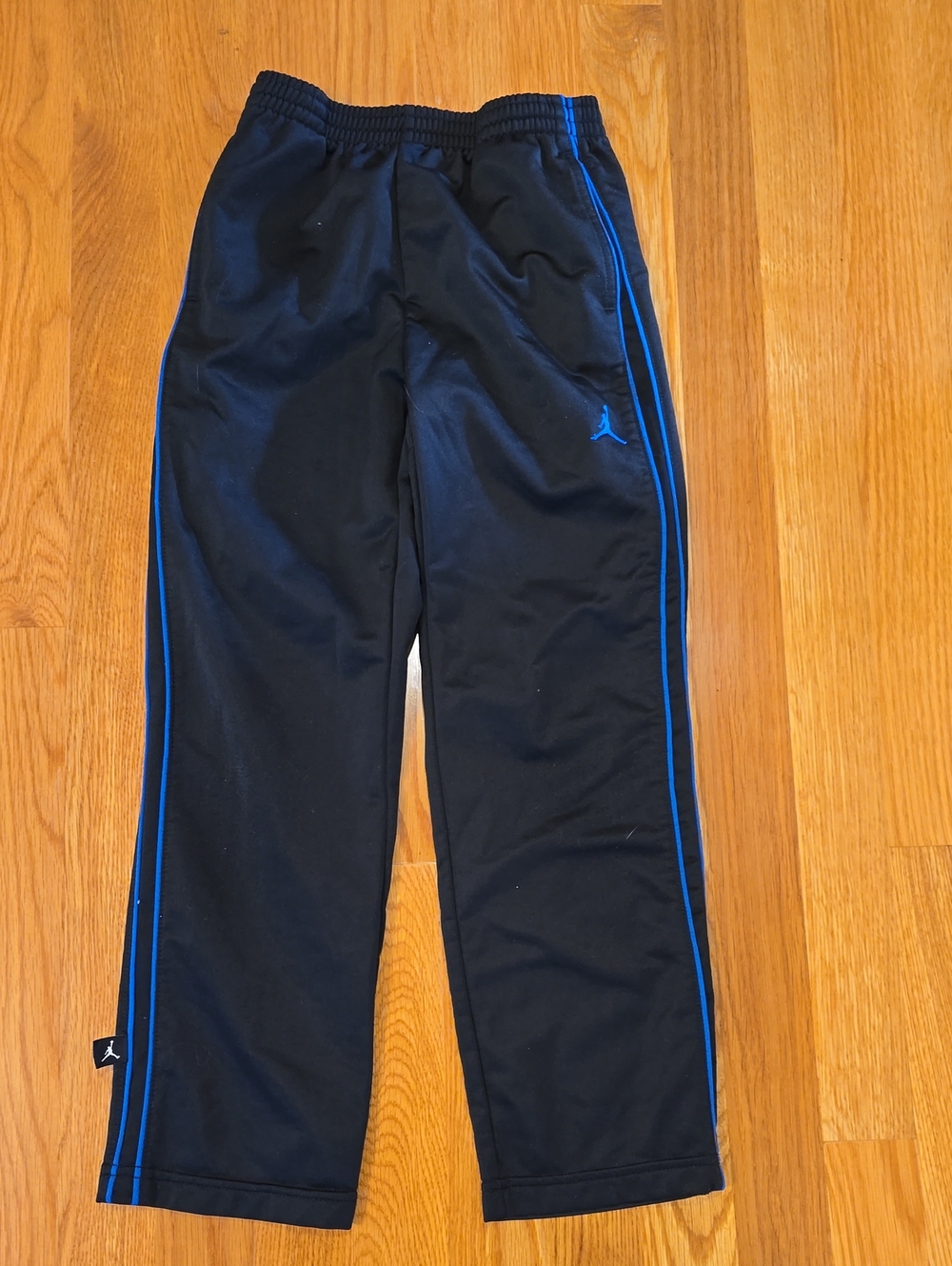 Boys' Black Track Pants with Blue Trim